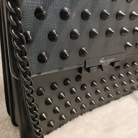 Foley & Corinna NWT Black Skyline Bandit Studded Crossbody Purse - Picture 3 of 15